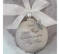 BTORER Clear Feather Ball Angel Memorial Ornament, Christmas Tree Ball Ornaments I Have an Angel in Heaven 2024 Ornament, Family Memorial Loss of Loved One Hanging Pendant Xmas Tree Décor (Sister)