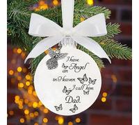 BTORER Clear Feather Ball Angel Memorial Ornament, Christmas Tree Ball Ornaments I Have an Angel in Heaven 2024 Ornament, Family Memorial Loss of Loved One Hanging Pendant Xmas Tree Décor (Dad)