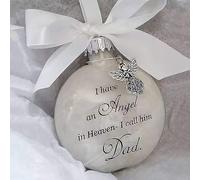BTORER Clear Feather Ball Angel Memorial Ornament, Christmas Tree Ball Ornaments I Have an Angel in Heaven 2024 Ornament, Family Memorial Loss of Loved One Hanging Pendant Xmas Tree Décor (Dad)