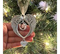 BTORER Personalized in Memory Photo Ornament, Angel Wing Pendant Heart Shape, Always in My Heart Hanging Memorial Ornament Xmas Tree Hanging Decoration in Heaven Memorial Gift (Husband)