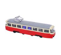 BTOSEP 1:90 Kid Pull Back Car Toy Alloy Simulation Vehicle with Sound and Light for Children Age 3+ Durable Design (classic tram red)