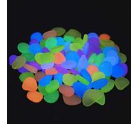 BTOSEP 100PCS Luminous Pebbles Glow in Dark Decorative Stones for Garden Pathways Yards and Fish Tanks 2.2cm Resin (Color mixing)