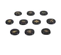 BTOSEP 10pcs Rune Stones Crystal Set Eliminate Negativity Engraved Healing Rune Stone Hand Painted Divination Tools for Meditation (Obsidian)