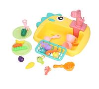 BTOSEP 2 in 1 Play Kitchen Sink Toys, Dishwasher Pretend Toys with Automatic Running Water Faucets, for Kids Role Play Parent Child Interaction (Yellow)