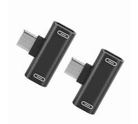 BTOSEP 2 In 1 Type-C Converter Splitter Premium Charger Adapter for Music Calling Compatible with Various Type-C Phones Aluminum Alloy 2PCS (Black)
