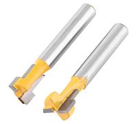 BTOSEP 2pcs Yellow T Slot Cutter Router Bits for Efficient Wood Slotting - Ideal for Pine and Soft Woods - 1/4'' Shank