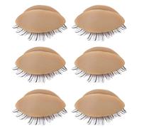 BTOSEP 3 Pairs Mannequin Head Eyelids for Eyelash Training Practice, Silicone Eyelids with Eyelashes for Novices, Safe and Soft Material (Brown)