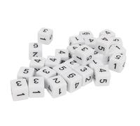 BTOSEP 30PCS Dice Set 6 Sided Plastic Number Dice for Math Games Educational Activities White 16mm