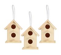 BTOSEP 3Pcs Outdoor Wooden Bird House, Mini Bird Shelter with Soft Texture Straight Wood Grain, for Garden Balcony Decoration