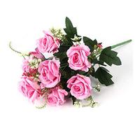 BTOSEP Artificial Rose Flowers, Lifelike Simulation Plastic Decor for Home & Garden, 41cm Bouquet in White/Pink/Champagne/Peach (Peach Pink)