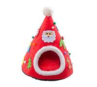 BTOSEP Christmas Cat Beds, Semi Closed Pet Comfortable Christmas Pet Bed For Cats Litter Kennel Winter Warm Pets Cat House Mat Dog Bed Washable, 38 * 45cm (red)