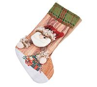 BTOSEP Christmas Stocking Three Dimensional Printed Gift Bag Ornament for Christmas Tree and Fireplace Decoration, Flannel, 25x14.5cm, 1 Piece (Santa)