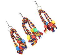 BTOSEP Colorful Bird Biting Toy Cotton Rope with Plastic Beads Suitable for Small Parrots Perfect for Mental Exercise 9in