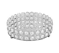 BTOSEP Crystal Cosmetic Makeup Tray, Handcrafted Premium Crystal with Mirrored Tray Base 2 Layers Beads Metal Welded Structure, Rust Proof for Jewelry Perfume Display 7.9in Diameter (Silver 20cm)