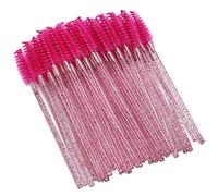 BTOSEP Disposable Nylon Eyelash Brush 50pcs Portable Makeup Tool for Eyelashes Pink (Rose Red)