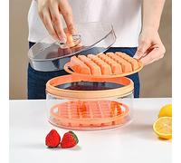 BTOSEP Double Layer Round Ice Box for Large Capacity Ice Cube Making Molds for Gatherings, Durable ABS and PET Material (Yellow)