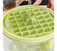 BTOSEP Double Layer Round Ice Box for Large Capacity Ice Cube Making Molds for Gatherings, Durable ABS and PET Material (Green)