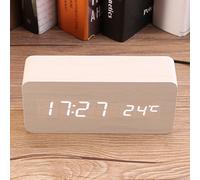 BTOSEP Electronic Digital Wooden LED USB Alarm Clock Sounds Control Temperature Desktop (Shiraki +)