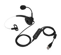 BTOSEP H360-3.5-U901 Single Ear Headset Lightweight Adjustable Volume Mute for Office Customer Service Black USB Sound Card