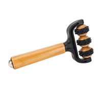 BTOSEP Handheld Spiky Massage Balls Roller 3 Wheels Ergonomic Handle Wooden Muscle Massage Roller Tool