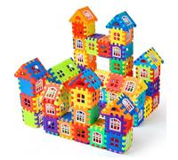 BTOSEP House Building Block Toy for Learning - Large Interlocking 3D Blocks for Kids Aged 3-6 - Includes 46 Window Boards - 240 Pieces (240pcs Building Block with 76pcs Window Board)