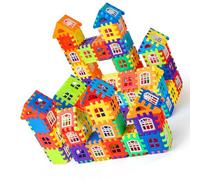 BTOSEP House Building Block Toy for Learning - Large Interlocking 3D Blocks for Kids Aged 3-6 - Includes 46 Window Boards - 240 Pieces (140pcs Building Block with 46pcs Window Board)