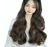 BTOSEP Long Wave Wig Cosplay Synthetic Hair with See Through Bangs for Women Dating Daily Use (Dark Brown)
