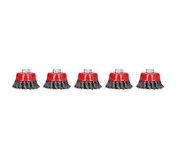 BTOSEP M10 Steel Wire Wheel Set 5Pcs Red Twisted Bristle Brushes for Effective Rust and Paint Removal on Various Surfaces