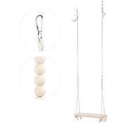 BTOSEP Pet Chicken Large Pinevood Swing Stand Bar Toy for Playing Comfortable, Natural Material for Biting Anxiety Relief 15.6x2.8x42.9in