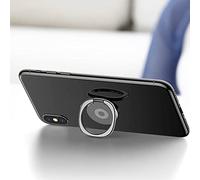 BTOSEP Phone Ring Holder Black Zinc Alloy Durable Grip for Tablets and Digital Products, 360° Free Rotation, Easy Installation