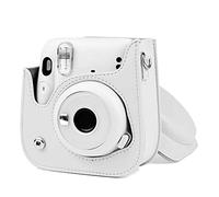 BTOSEP PU Leather Camera Bag with Adjustable Shoulder Strap Mini Cover for Mini 11 Wear-Resisting for Stylish Photographers Black/White/Blue/Pink/Purple 4.9x2.8x0.5 Inch (White)