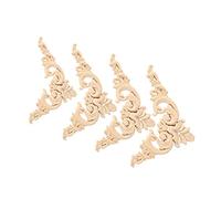 BTOSEP Rubber Wood Carved Corner Onlay Applique, Exquisite Flower Shape Wooden Decoration with Chinese Western Culture Design, for Furniture Wall Doors Cabinets Mirrors, 4PCS 2 Sizes (12 * 12)