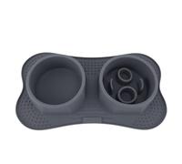 BTOSEP Silicone Double Dog Bowls Premium Mess Free Feeder for Dogs Cats Easy Clean Durable 17.5x9.8in (Large 24 Inch)