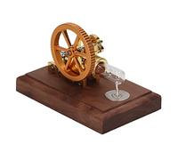 BTOSEP Stirling Engine Motor Adjustable Speed with Alcohol Bottle for Education and Science Projects, Stainless Steel and Wood, 13x8.9x8.1cm