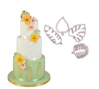 BTOSEP Tropical Palm Leaves Cookie Cutter Set Easy Release Mold for Luau Cake Decorating Plastic 4Pcs