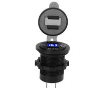 BTOSEP Universal Car Dual USB Ports Fast Charging 12-24V Design for Trucks Motorcycles ABS Black