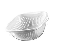 BTOSEP Vegetable Washing Basket Thickened Plastic Double Layer Colanders Set for Kitchen 1 X Vegetable Draining Basket (L White)