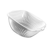 BTOSEP Vegetable Washing Basket Thickened Plastic Double Layer Colanders Set for Kitchen 1 X Vegetable Draining Basket (Small White)