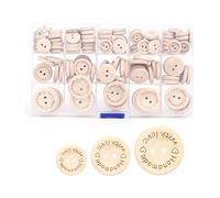 BTOSEP Wood Button Double Holes 15mm/20mm/25mm DIY Clothes Sewing Accessories with Storage Box (Mixed)