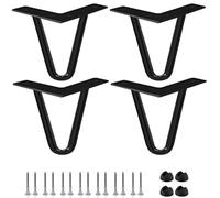 Btowin 4 inch / 10cm Hairpin Legs, 4Pcs Heavy Duty Metal Furniture Legs with Rubber Floor Protectors & Screws for Home DIY Projects TV Stand Sofa Cabinet - Black