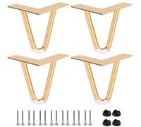 Btowin 4 inch Hairpin Legs, 4Pcs Heavy Duty Metal Furniture Legs with Rubber Floor Protectors & Screws for Home DIY Projects TV Stand Sofa Cabinet - Gold