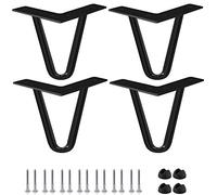 Btowin 6 inch Hairpin Legs, 4Pcs Heavy Duty Metal Furniture Legs with Rubber Floor Protectors & Screws for Home DIY Projects TV Stand Sofa Cabinet - Black