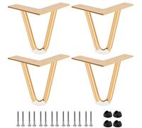 Btowin 6 inch Metal Hairpin Table Legs Heavy Duty 4Pcs, Gold, Mid-Century | Cold-Rolled Steel, Rustproof, Pre-Drilled Holes & Screws. Rubber Pads Protect Floors, Easy DIY for Table Nightstand Cabinet