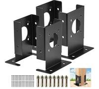 Btowin VCF 4-Piece Set 4x4 Black Metal Post Base Brackets Kit, Heavy Duty Deck Pergola Railing Support Base, Adjustable, Easy to Install