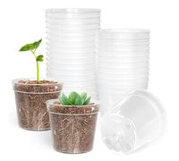 BTPLASTIK 50 Pack 2.5 Inch Clear Nursery Pots for Plants, Sturdy Plastic Plant Pot for Planting Vegetables Flowers Seedlings, Transparent Seed Starter Pots with Drainage Holes, garden, Gardening Gifts