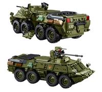 BTR-80 Armored Personnel Carrier Building Blocks Set, 2 in 1 Military Heavy Transporter Vehicle Building Kits, WW2 Germany Army Tank Constrction Model Toys, Gifts for Military Fans, 619 PCS (B1251)