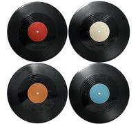 BTREEFLO Vinyl Record Decor 12 Inch Blank Wall Decor 4 Pack Fake Vintage Vinyl Records for Wall Art Aesthetic Indie Room Decor 70s 80s 90s