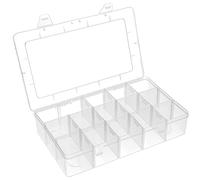 BTremary 15 Grids Transparent Plastic Jewellery Bead Organiser Storage Box with Dividers, Clear Bauble Storage Boxes with Compartments, Screw Craft Organisers and Storage