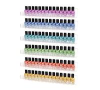 BTremary 6 Shelves Acrylic Nail Polish Organiser Shelves Wall Mount Storage Display Stand Rack For Nail Varnish Paints Essential Cosmetic Wall Mounted Makeup Storage Perfume Holder Up to 90 Bottles.
