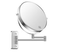 BTremary 9” Large Wall Mounted Makeup Mirror 1X/7X Double-Side Bathroom Magnifying Mirror 360 Swivel Vanity Mirror Extendable Shaving Wall Mount Cosmetic Mirror for Men and Women, Chrome